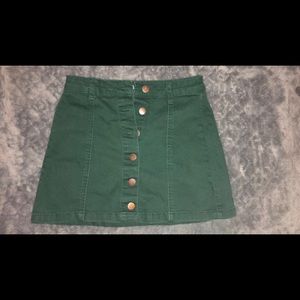 button front mini skirt